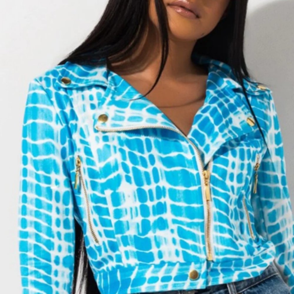 Carmin Blue Moto Jacket